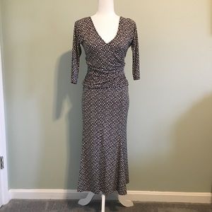 BCBGMAXAZRIA Long Printed Side Ruched Dress S